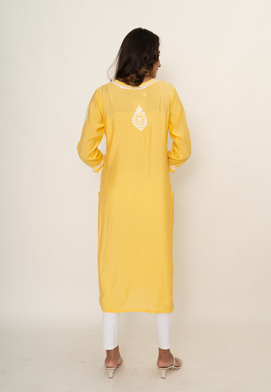 Yellow chikankari kurta