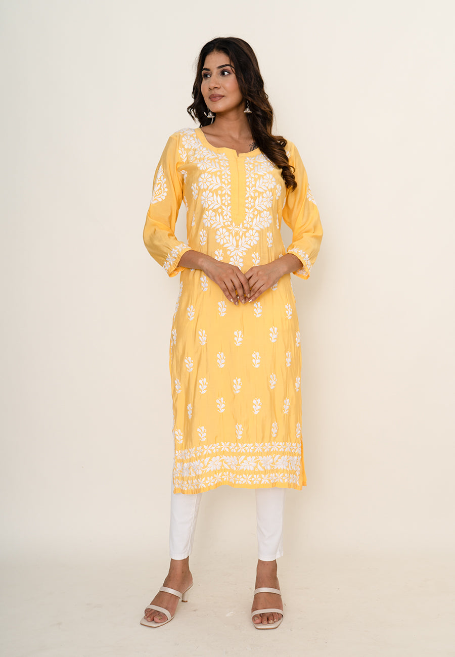 Yellow chikankari kurta