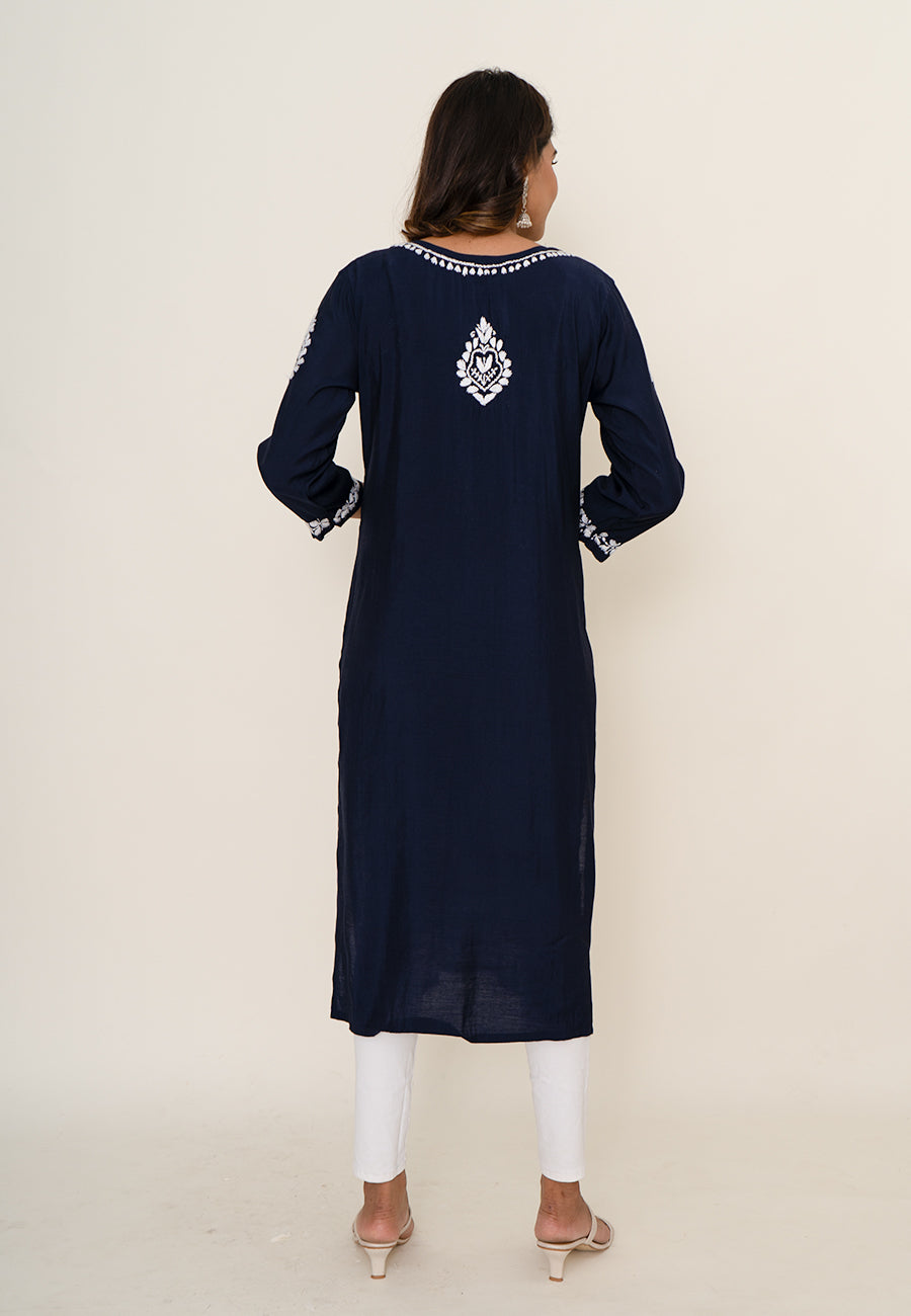 Navy blue chikankari kurta