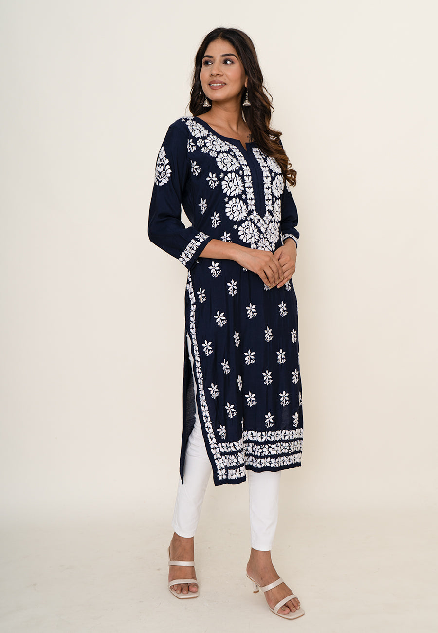 Navy blue chikankari kurta