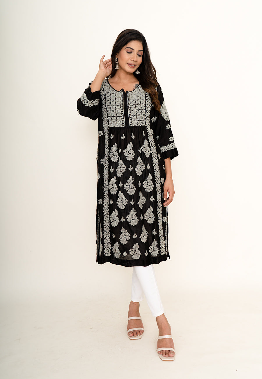 Black chikankari kurta