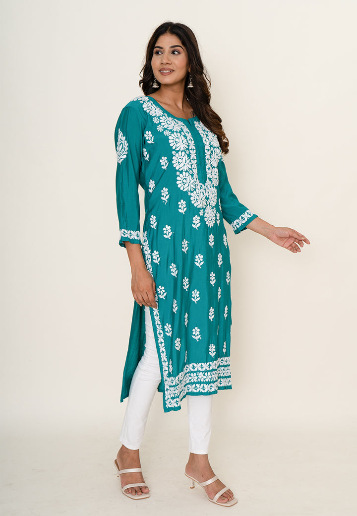 Sea blue chikankari kurta