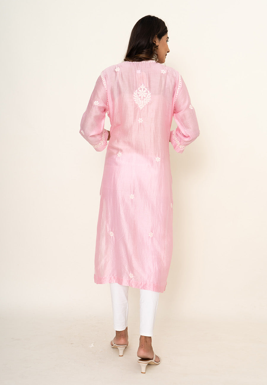 Pink chikankari kurta