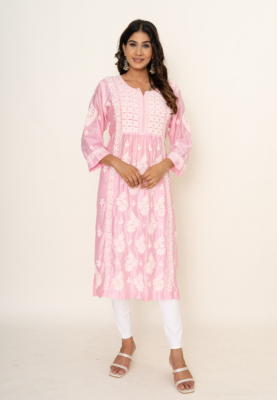 Pink chikankari kurta