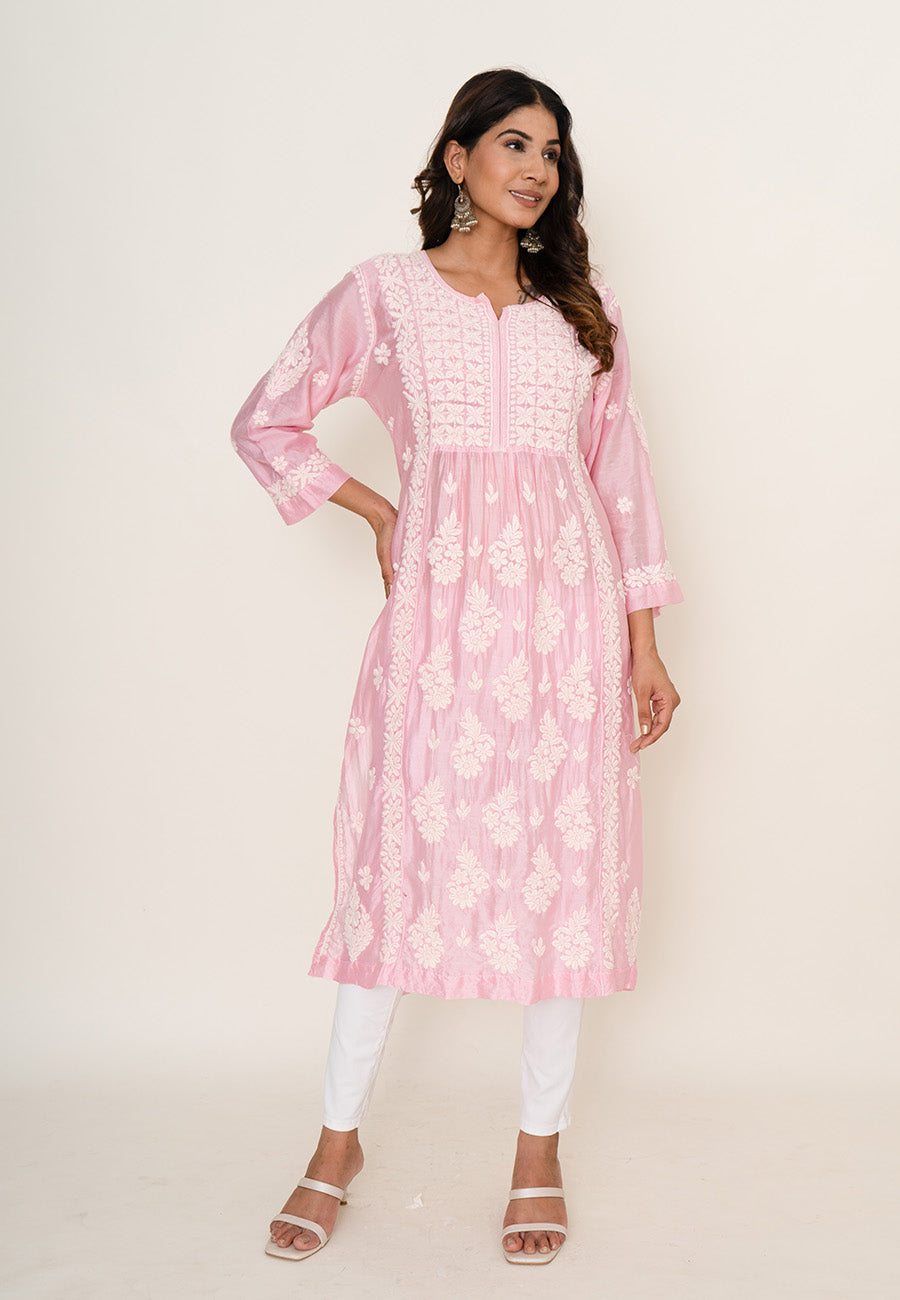 Pink chikankari kurta