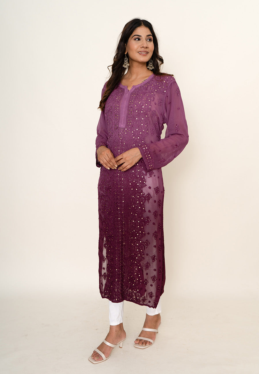 Wine mukesh work kurta