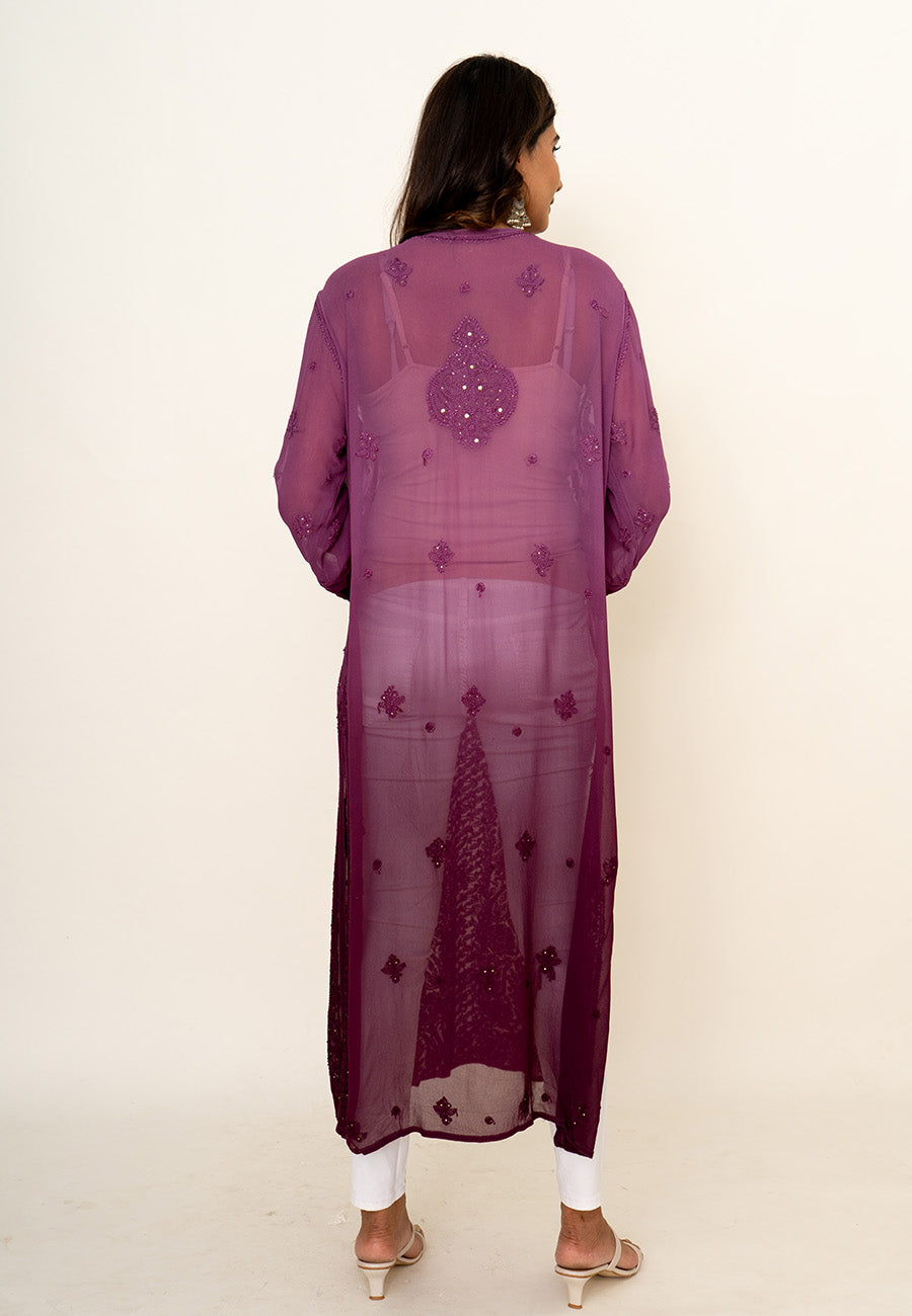 Wine mukesh work kurta