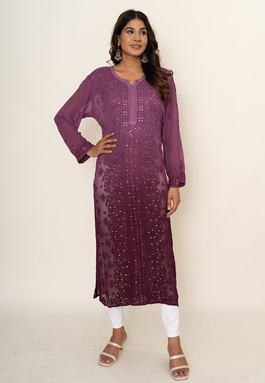 Wine mukesh work kurta