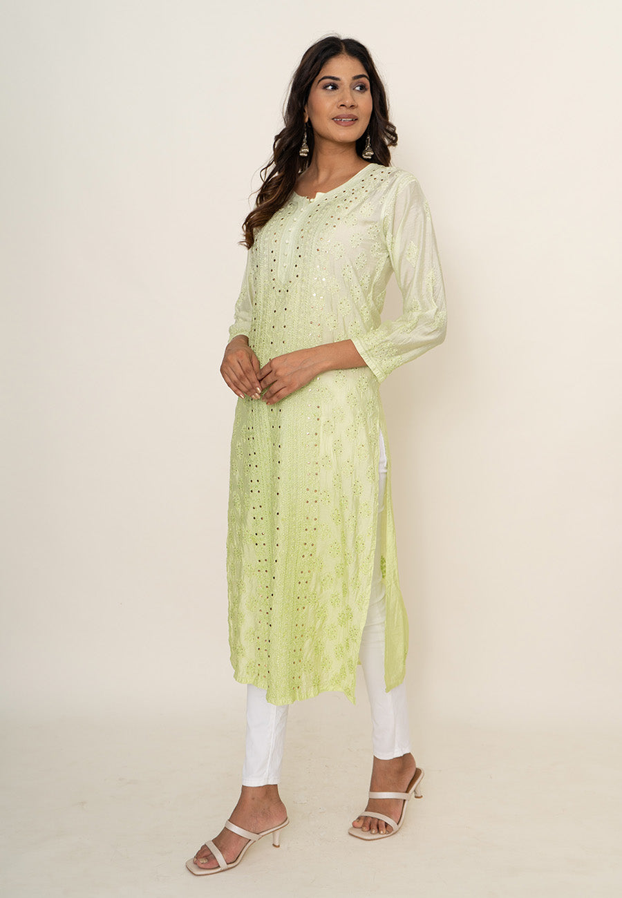 Lemon yellow mukesh workkurta