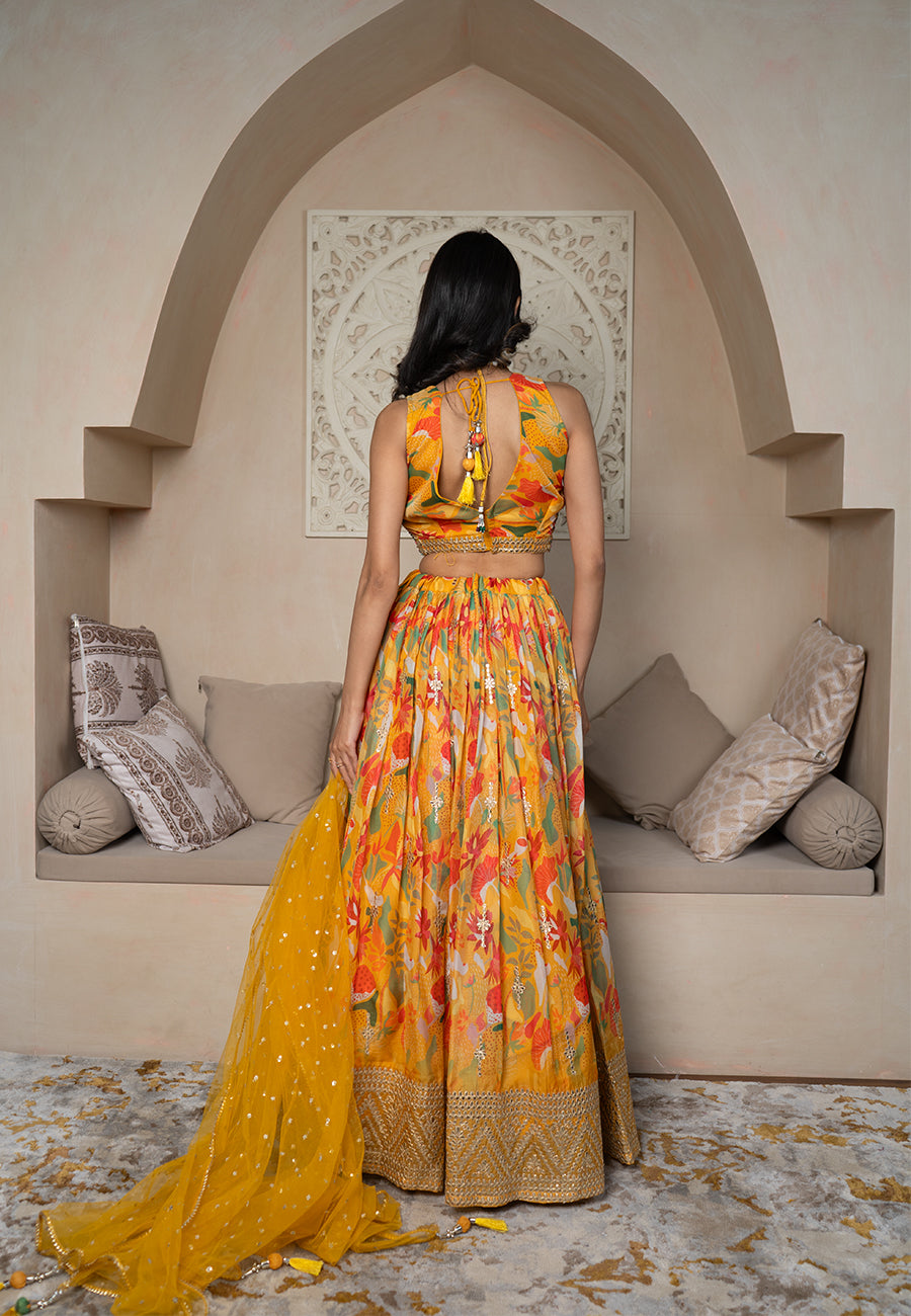 Yellow fauna lehenga