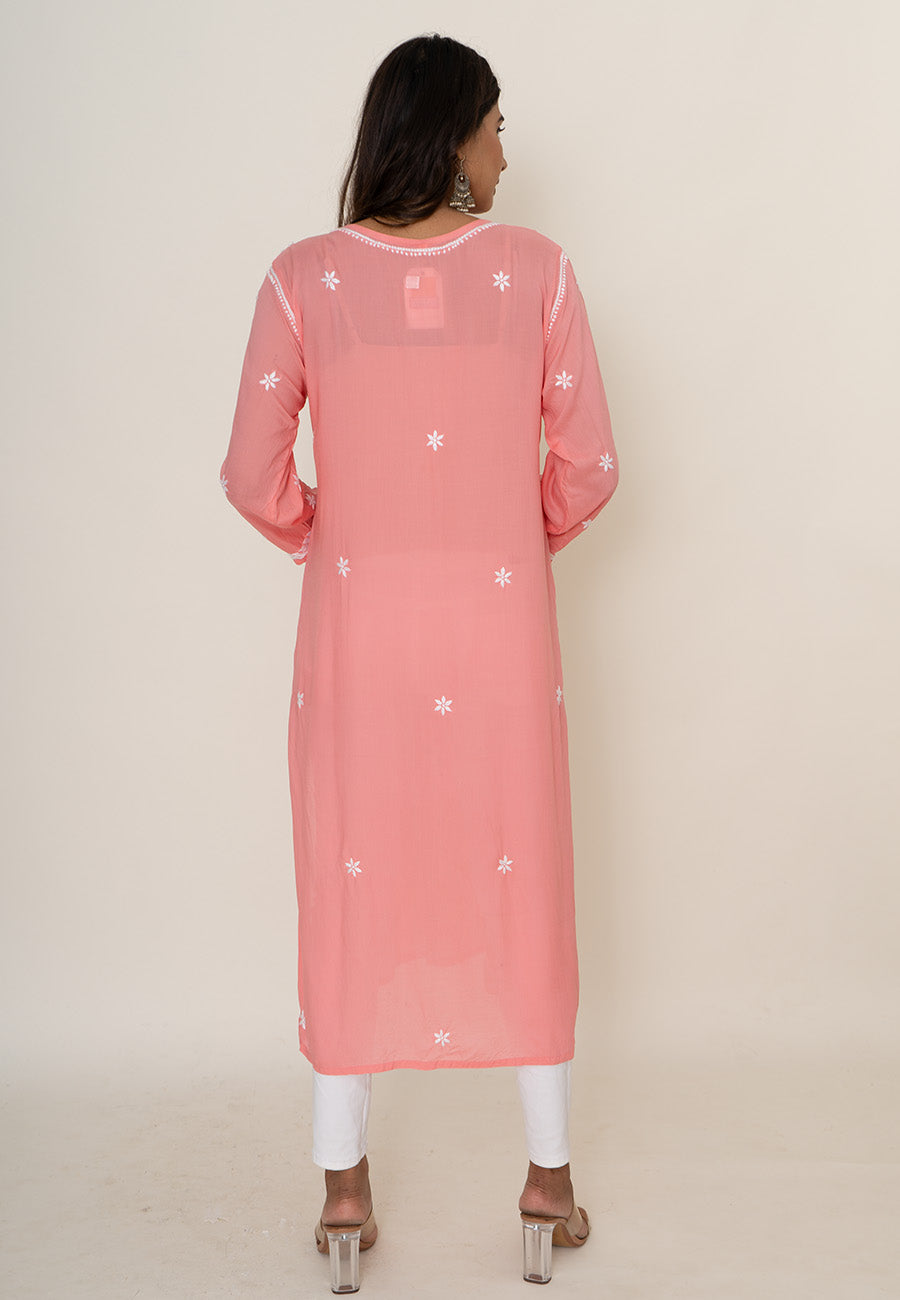 Pink chikankari kurta