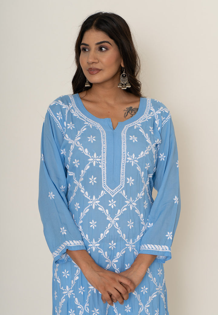 Blue chikankari kurta