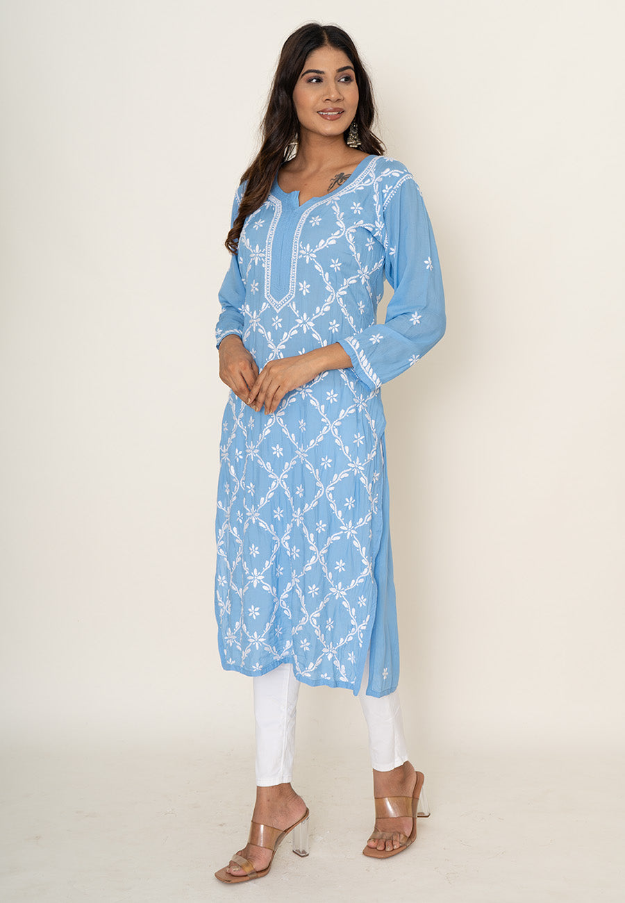 Blue chikankari kurta