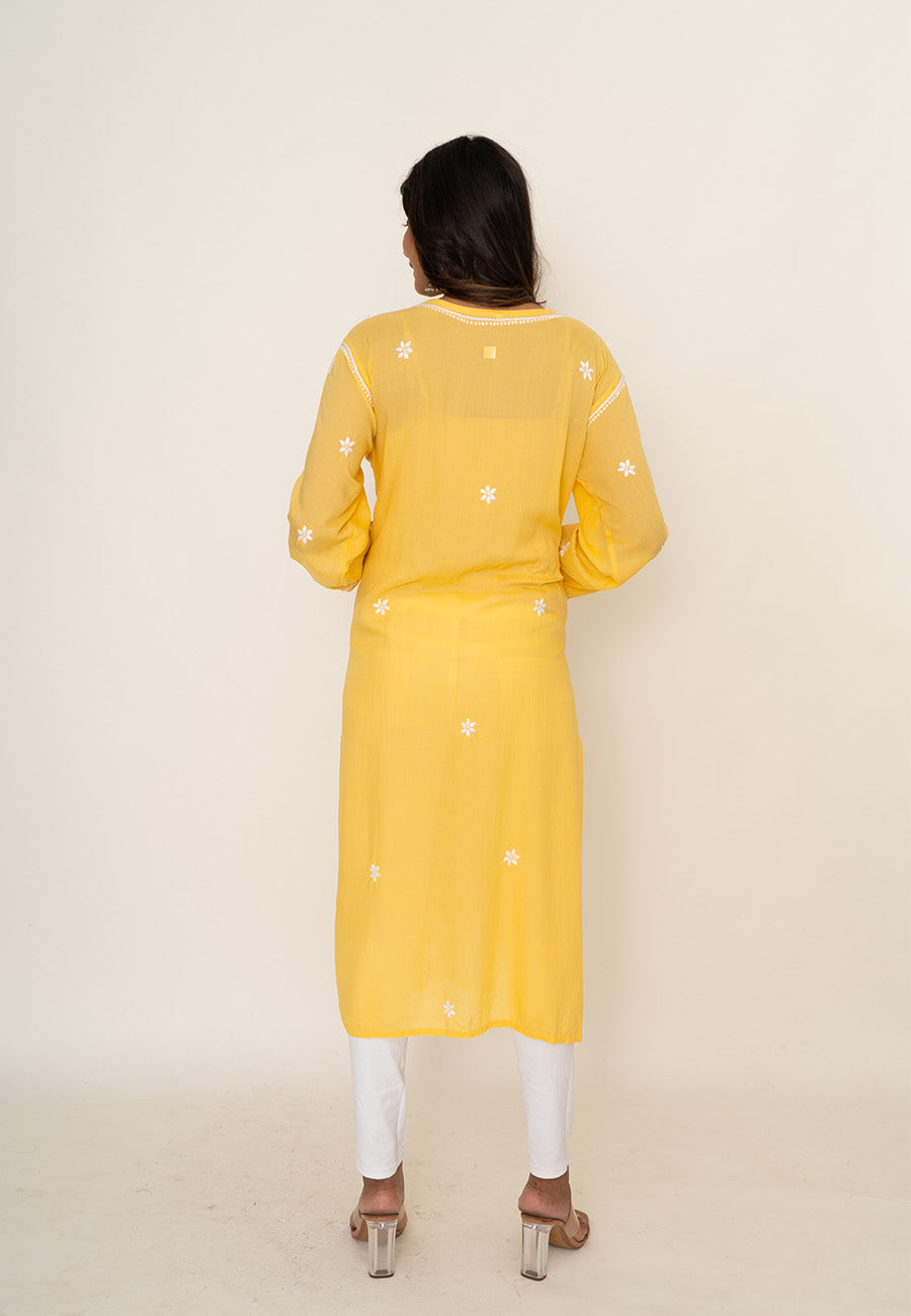 Yellow chikankari kurta