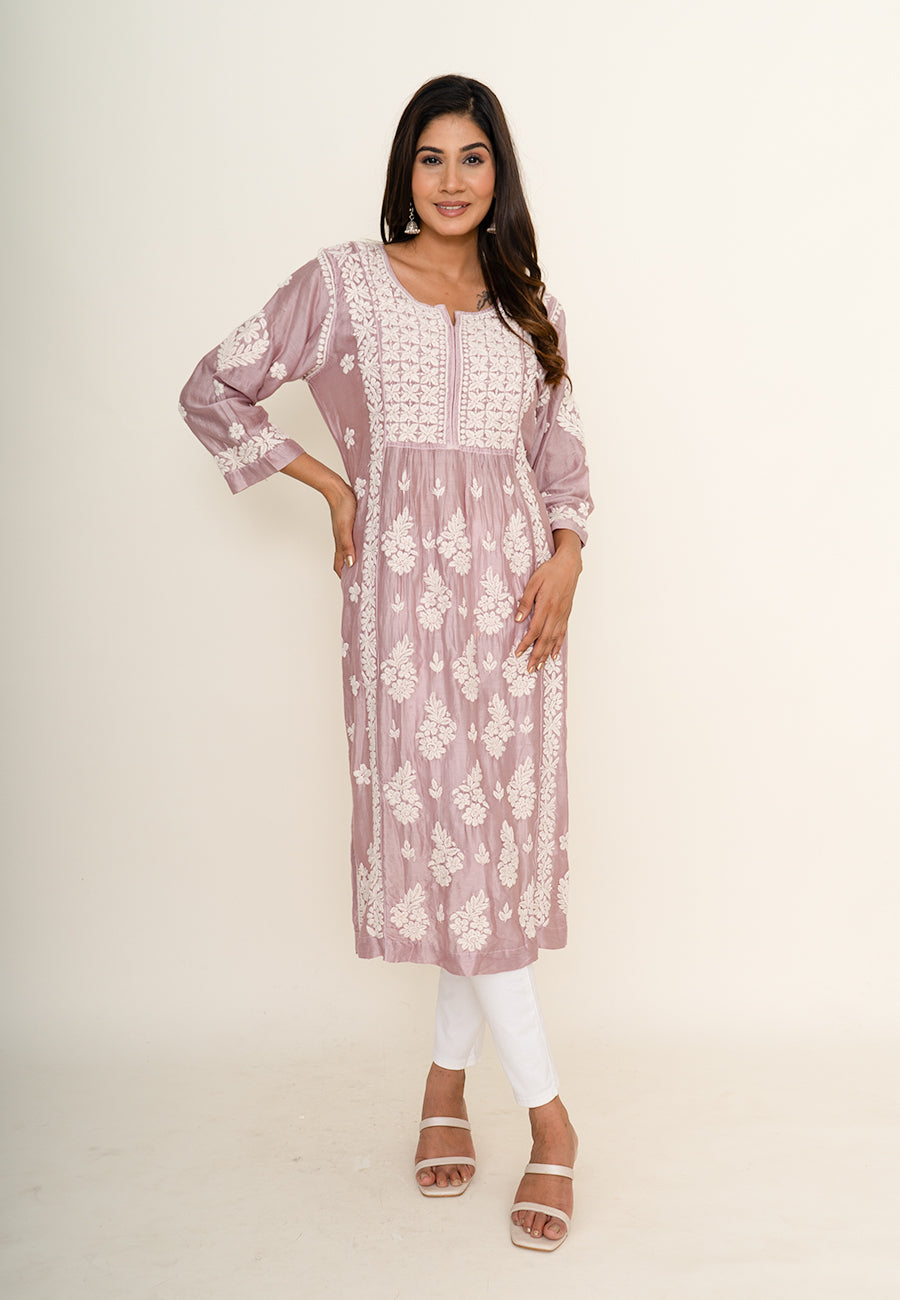 Pink chikankari kurta